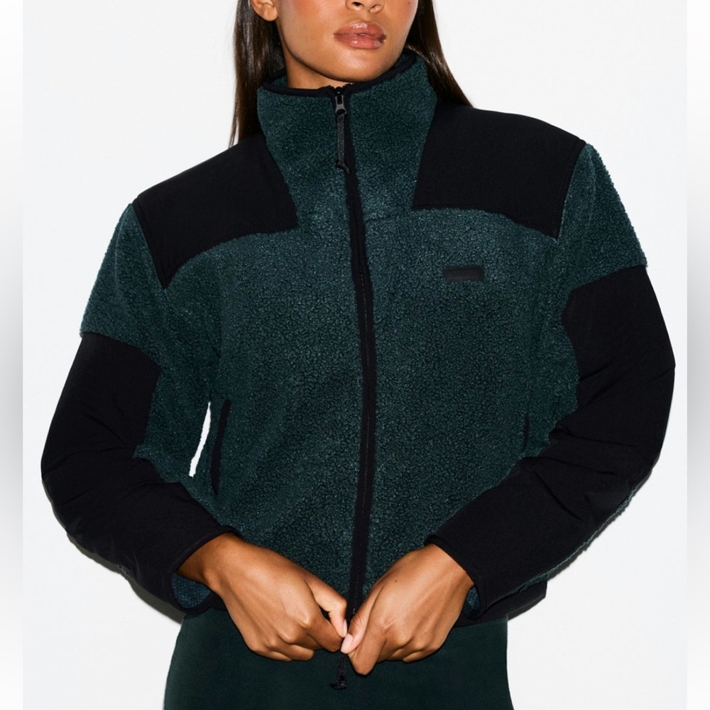 SKIMS Black Teddy Boxy Zip Up Jacket